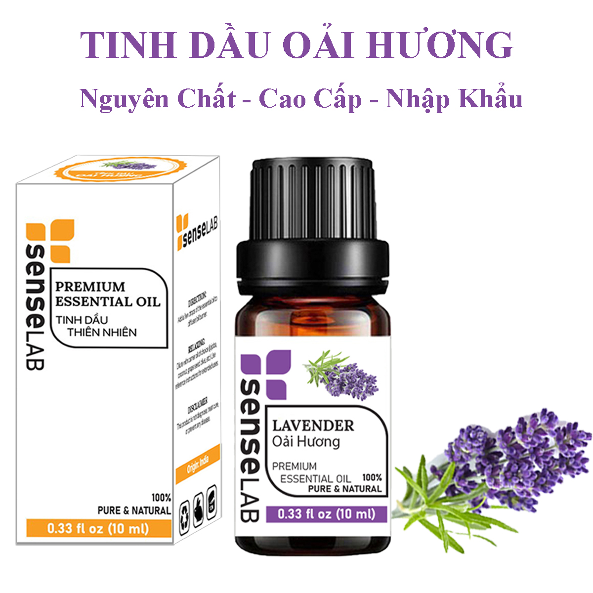 Combo 3 Tinh dầu SENSELAB nhập khẩu Ấn Độ: Tinh Dầu Sả Chanh (10ml) + Tinh Dầu Oải Hương (10ml) + Tinh Dầu Bạc Hà (10ml) - Tinh dầu thiên nhiên nguyên chất