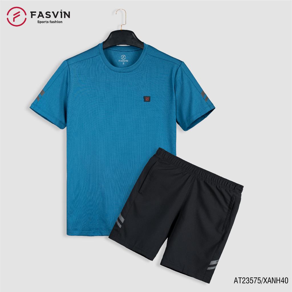 Bộ Quần Áo Thể Thao Nam Fasvin At23575.Hn Hàng Nhà Máy Chất Liệu Tốt Phom Dáng Đẹp - Xanh 40, Size 5 72 - 78Kg