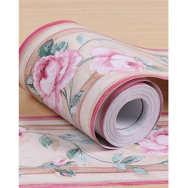 Len dán viền tường ĐÓA HỒNG cuộn dài 10m