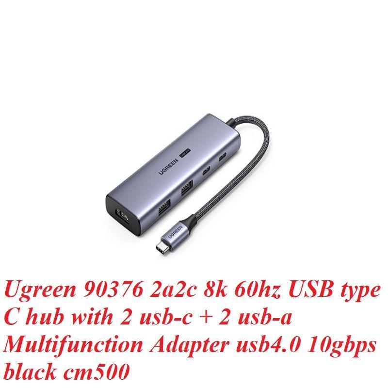 Ugreen UG90376CM500TK 8K60hz 4K144Hz 10Gbps Bộ chuyển 5 in 1 USB Type-C sang 2 cổng USB-C 3.2 + 2 cổng USB-A 3.2 + 1 cổng HDMI 2.1 - HÀNG CHÍNH HÃNG