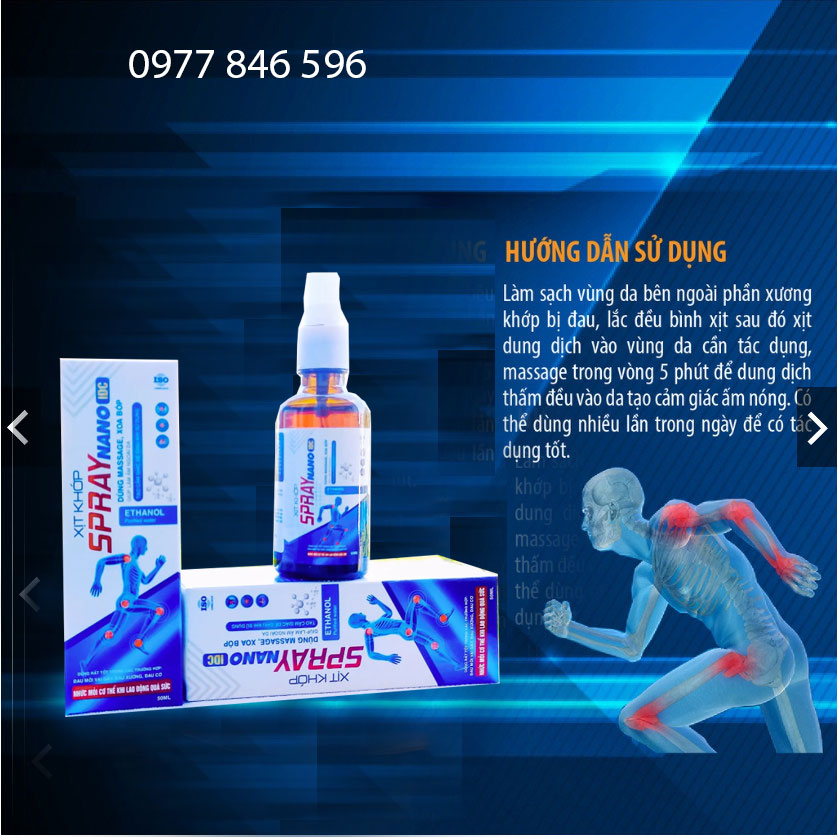 Xịt khớp SPRAY NANO IDC dùng xoa bóp giảm nhanh các triệu chứng đau mỏi vay gáy, xương khớp, bong gân hộp 50ml