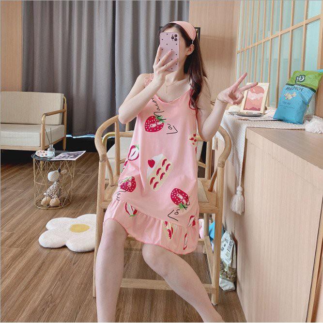 Váy ngủ nữ 2 dây, áy mặc nhà hình dâu cute V41