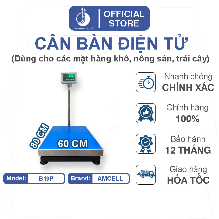 Cân Bàn Điện Tử B19P - Mặt Bàn Cân 600X800MM