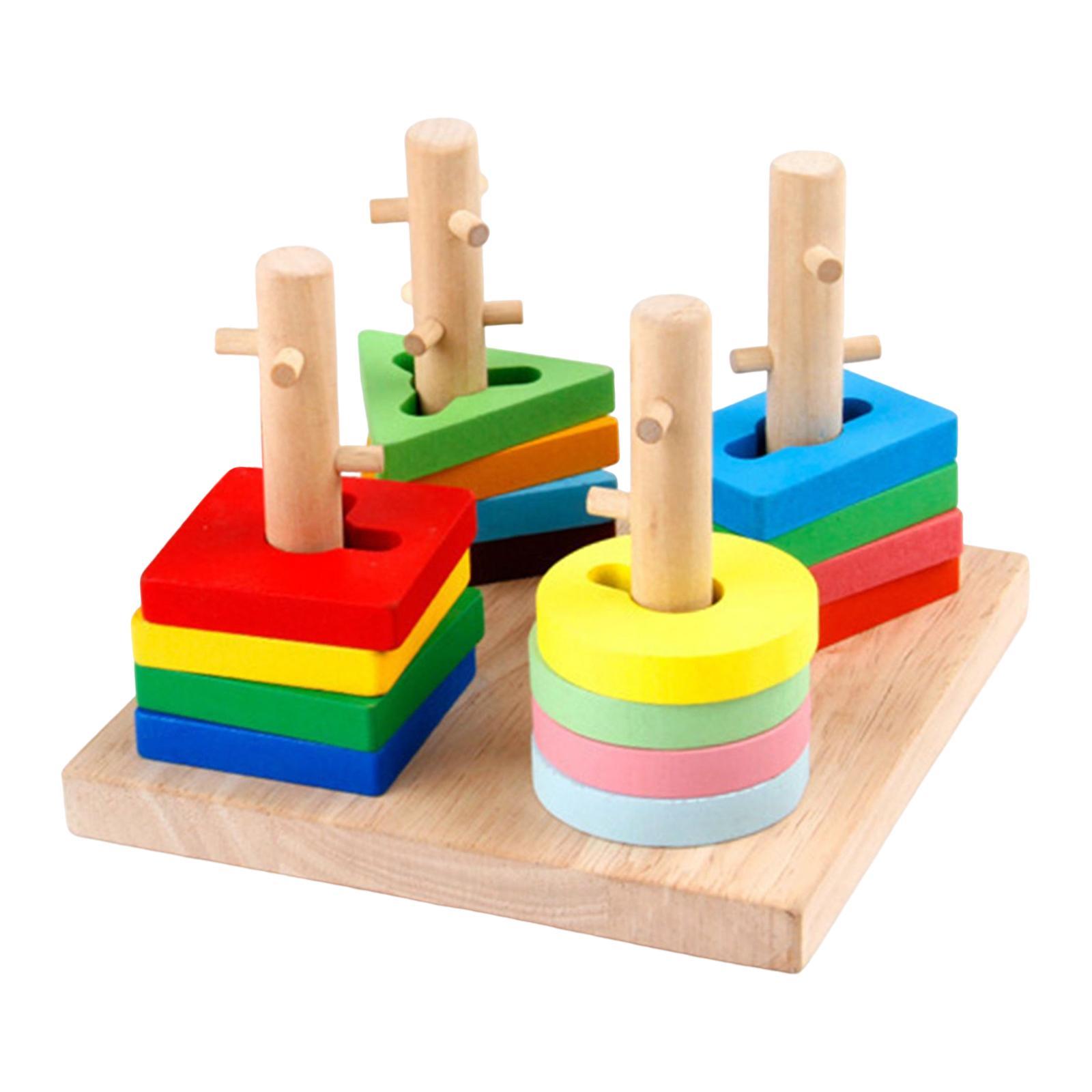 Montessori Wooden Sorter Stacking Toy Puzzles Toy for Preschool Kids Girls