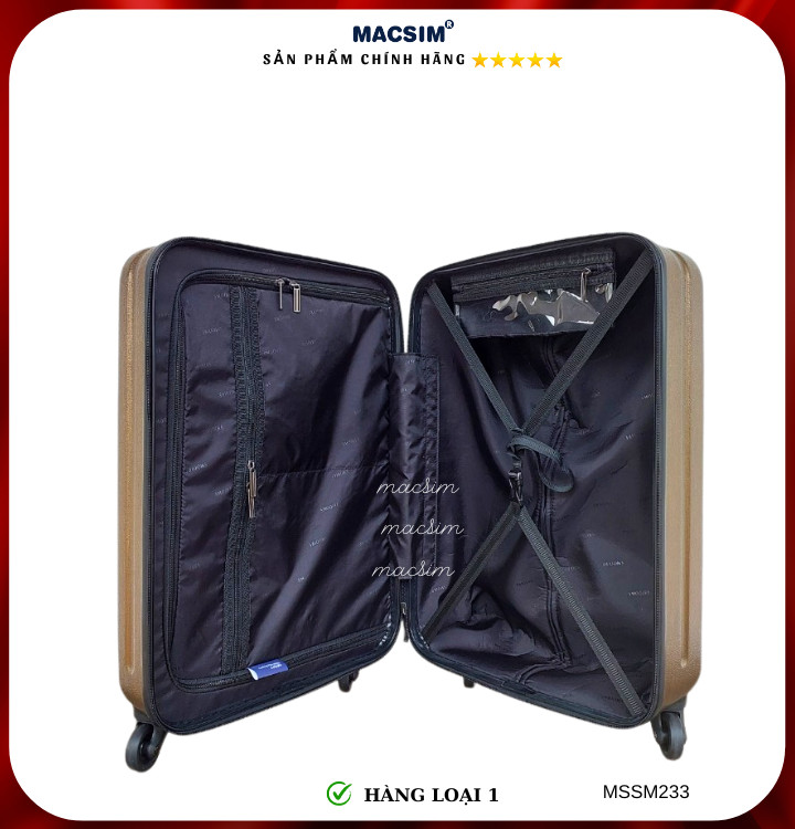 Vali cao cấp Macsim Smooire MSSM233 cỡ 21 inch màu Black, Red, Gold - Hàng loại 1