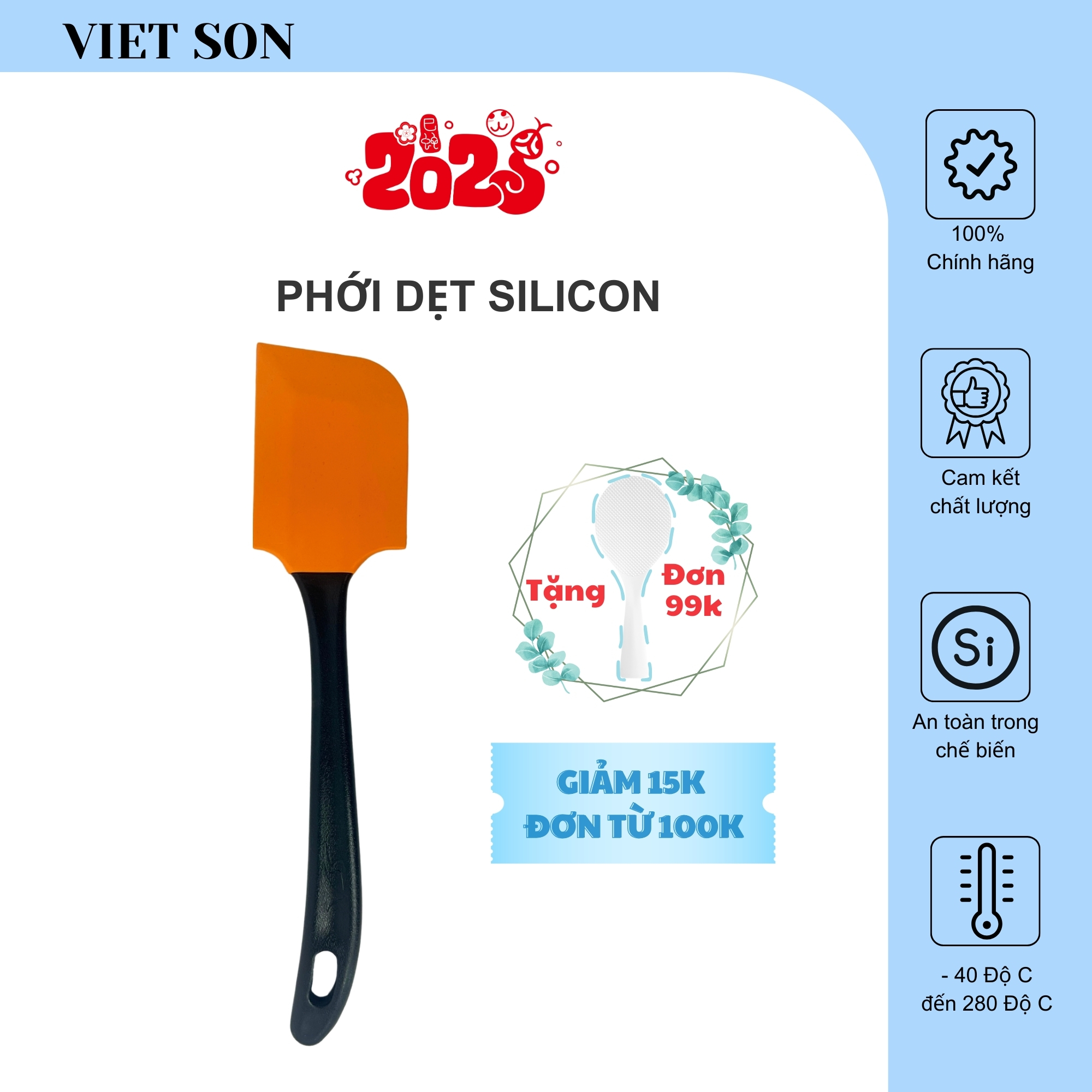 Phới Dẹt Silicon VIETSON Làm Bánh, Dụng Cụ Bếp Đa Năng