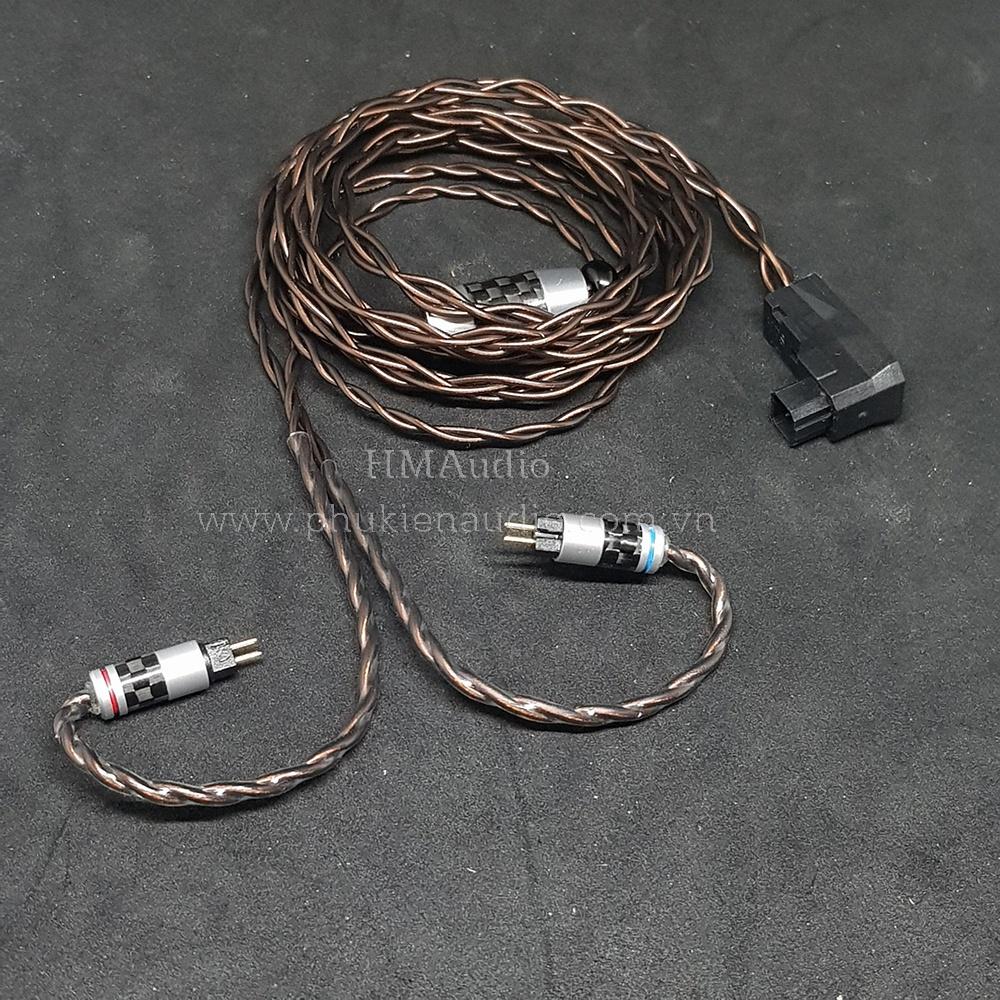 Dây tai nghe đồng 7N OCC Litz 24AWG đường kính dây đơn 1.2mm tết 4 sợi màu Coffee - Connetor IM01/02/03 IM50/70 A2DC IE80/80s IE40Pro IE100/500 IE300/900 2Pin MMCX