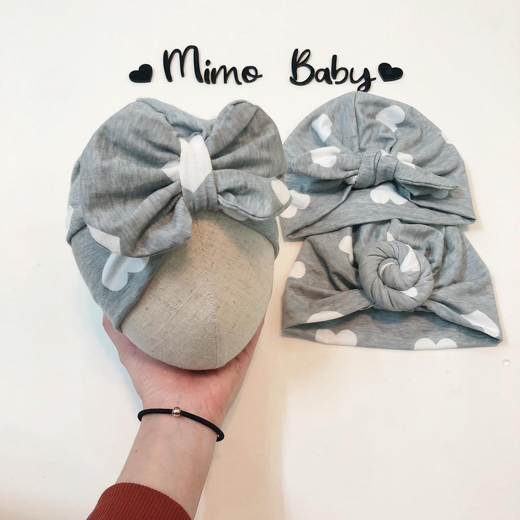 Mũ turban bé gái (4-8kg) - Tone Xám