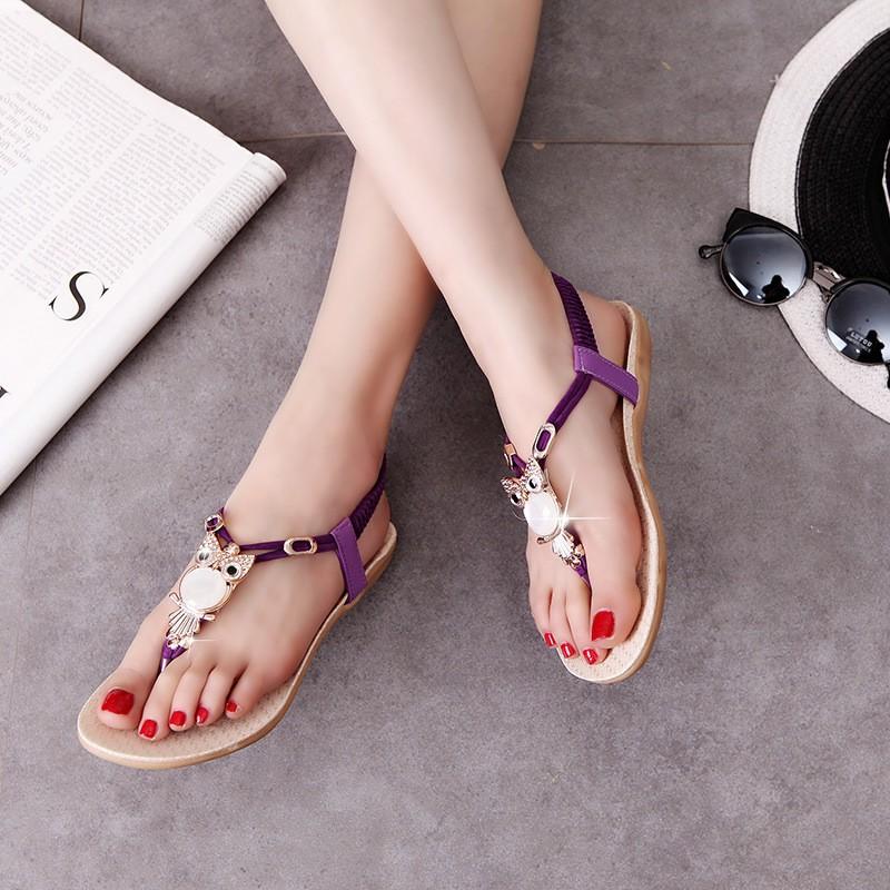 Dép sandal nữ kiểu xỏ ngón gắn ngọc thời trang dễ thương