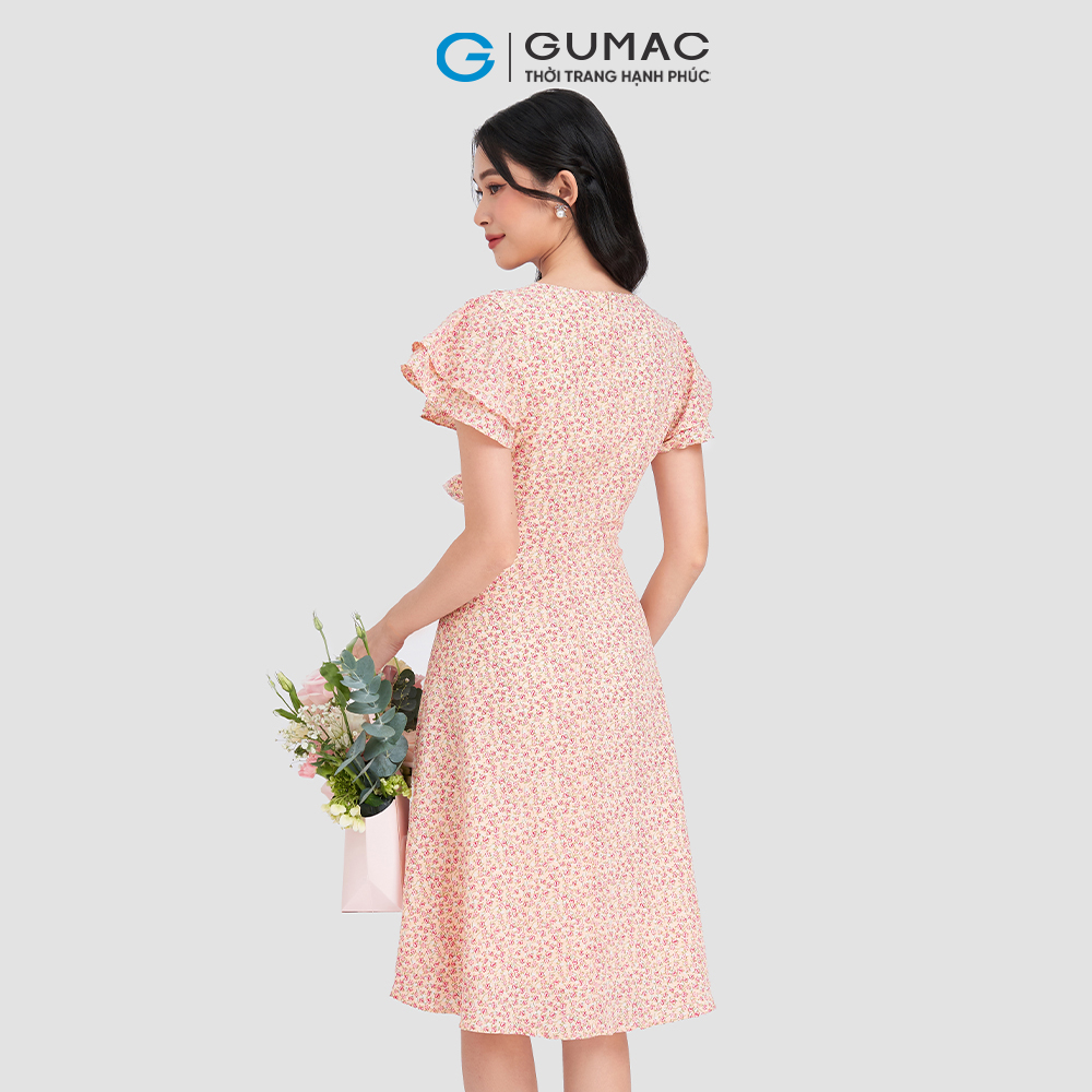 Đầm hoa nhí nữ phối bèo GUMAC DD03049