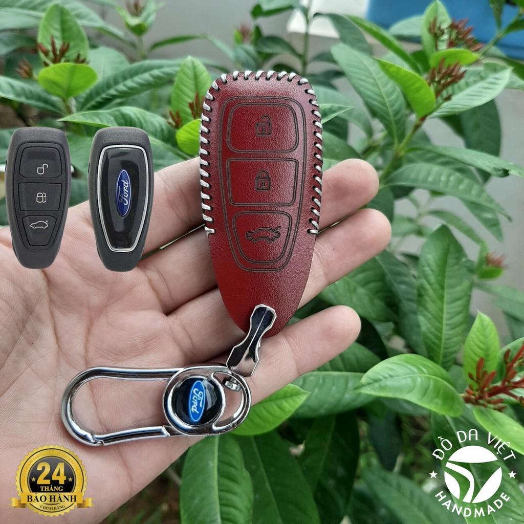Bao Da Chìa Khóa FORD Ecosport, Fiesta, Focus. Da Bò Nhập Khẩu ITALIA, Khắc Tên + Số ĐT Chủ Xe