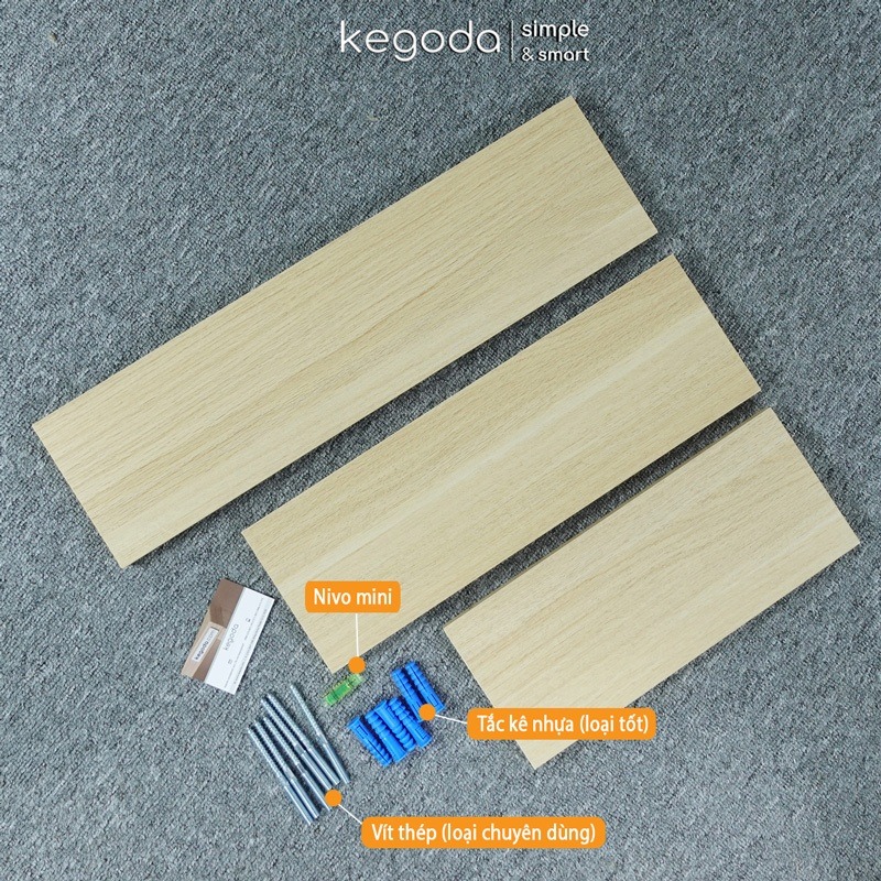 Kệ Gỗ Thanh Ngang Treo Tường Trang Trí Decor - Tặng Kèm Phụ Kiện, Thước Thủy