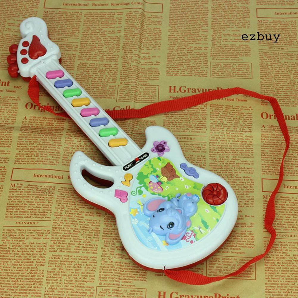 EY-Cute Cartoon Elephant Plastic Electronic Guitar Baby Kids Rhyme Music Toy Gift