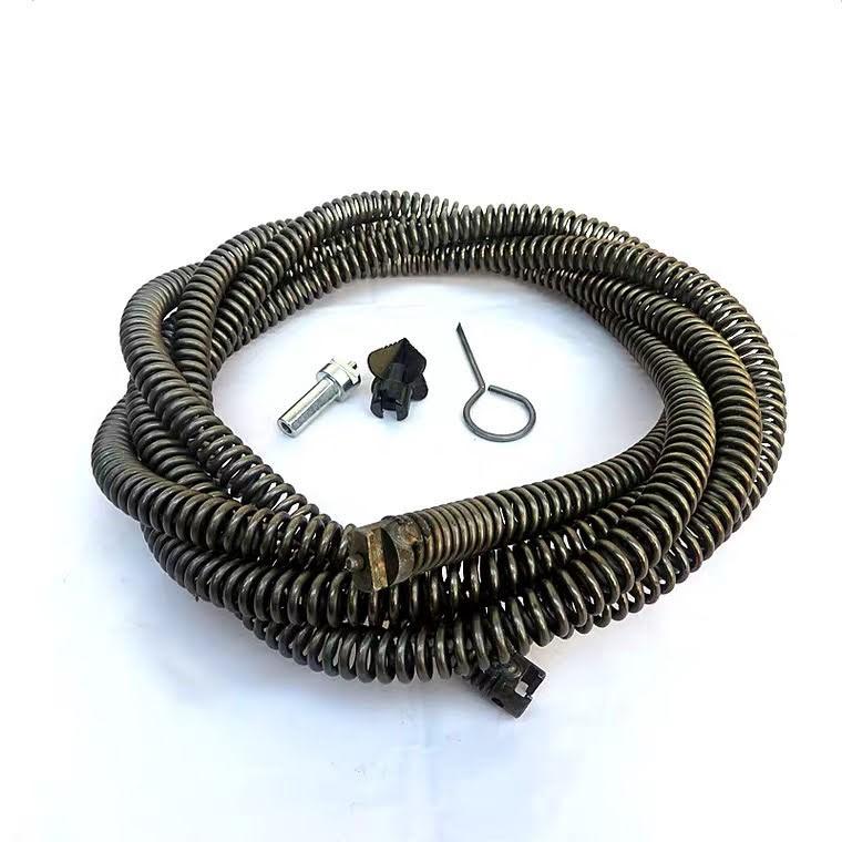 Bộ dụng cụ dây thông tắc dùng máy khoan gồm dây 16mm, 6 đầu thông và đầu kết nối máy khoan