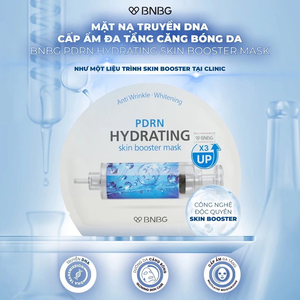 COMBO 10 MẶT NẠ CẤP ẨM ĐA TẦNG, CĂNG BÓNG DA BNBG PDRN HYDRATING SKINBOOSTER MASK 30MLX10