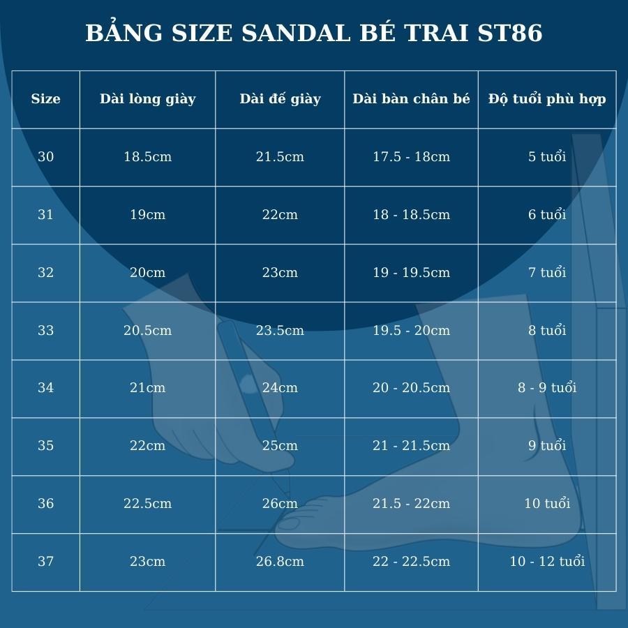 Dép sandal quai ngang bé trai HOBIBEAR 5 - 12 quai hậu tuổi đi học đi biển siêu nhẹ kháng khuẩn phong cách Hàn Quốc ST86