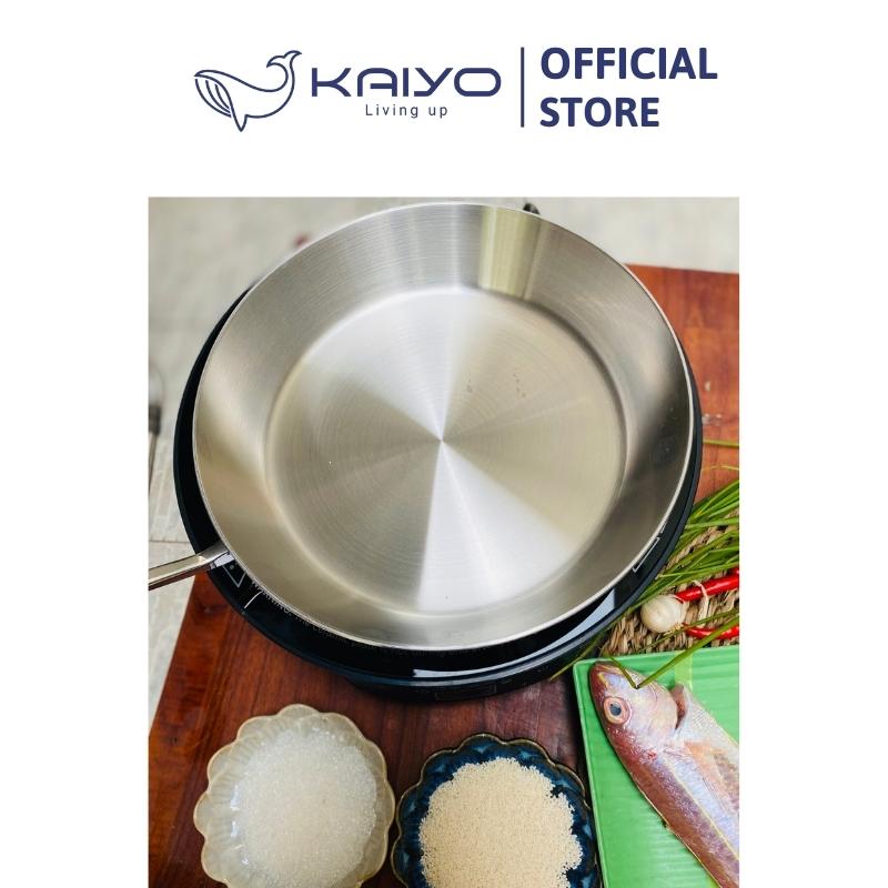 Chảo inox trơn thân đáy liền 3 lớp Tri-Ply Kaiyo, size 26cm