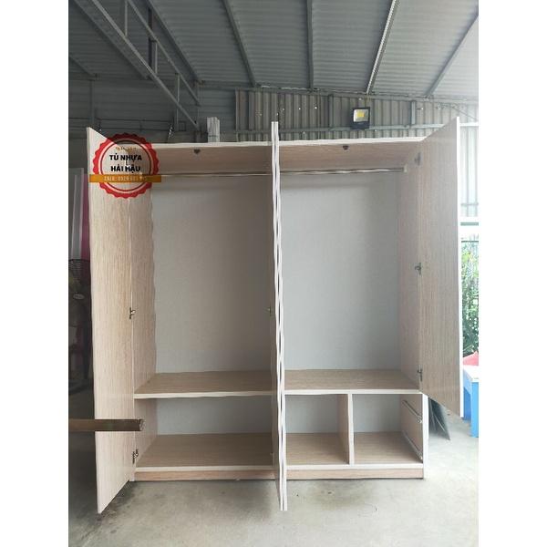 Tủ nhựa 4 cánh màu gỗ xoan - Tủ nhựa Hải Hậu - Chỉ giao tại Hải Hậu