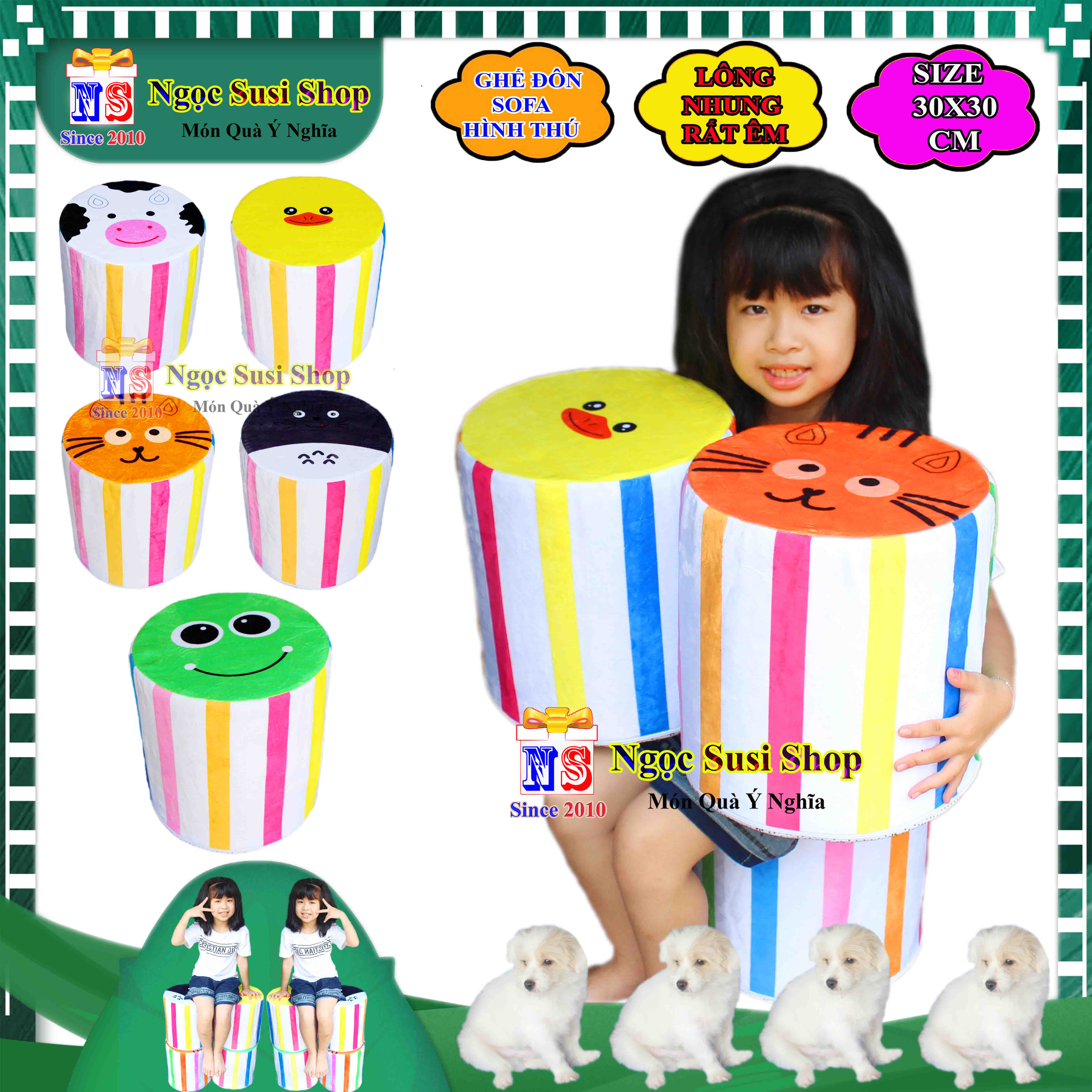 GHẾ ĐÔN GHẾ SOFA HÌNH THÚ BỌC NHUNG SIÊU NHẸ RẤT ÊM SIÊU ĐẸP - DÙNG TRANG TRÍ DECOR SHOP PHÒNG KHÁCH