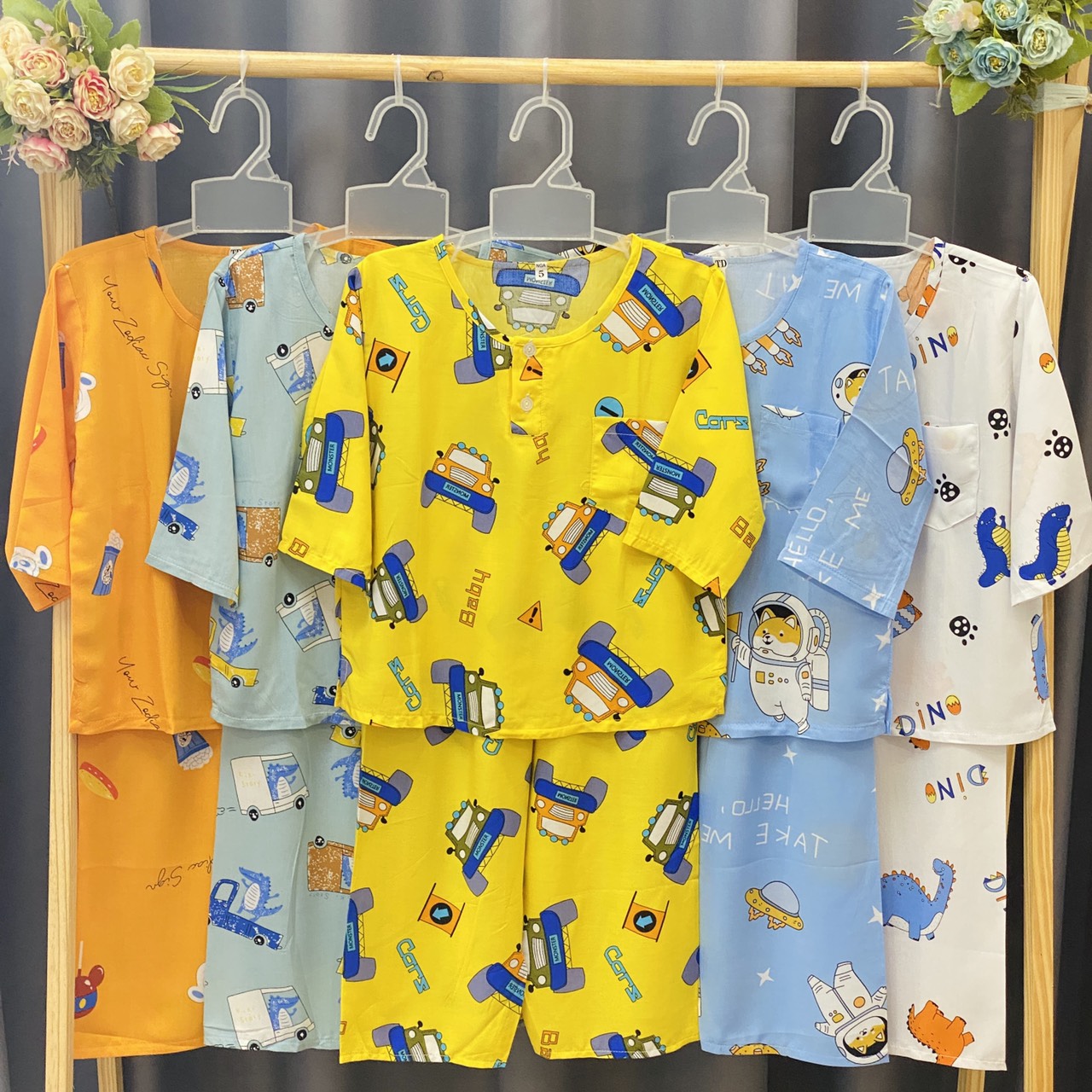 Set 5 Bộ Quần áo Tole Lanh Bé Trai Tay Dài Cổ Trụ - Size 1-14 cho bé 5-45 Kg - Bộ Tôn bé Trai mềm mại, thoáng mát - Đồ bộ bé trai