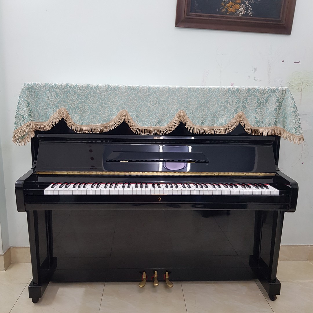 Khăn phủ đàn Piano cơ mẫu họa tiết hoa xanh gấm