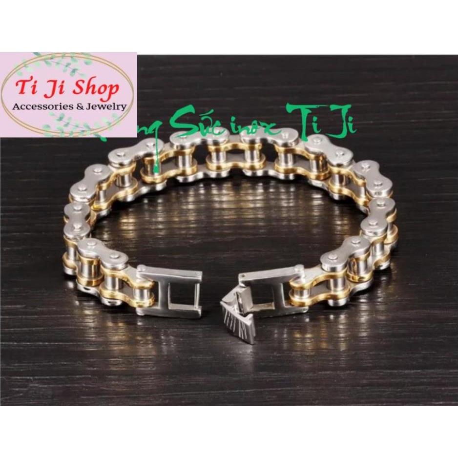 LẮC TAY NAM XÍCH SÊN XE INOX ĐẸP ĐỘC CÁ TÍNH MÀU VÀNG  đẳng cấp sang trọng