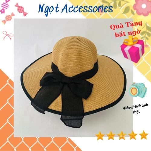 Mũ Cói Rộng Vành Nón Cối Đi Biển Vành Rộng Nữ Thời Trang Ngọt Accessories Đai Nơ Ngọt Ngào Phong Cách Vintage Chống Nắng