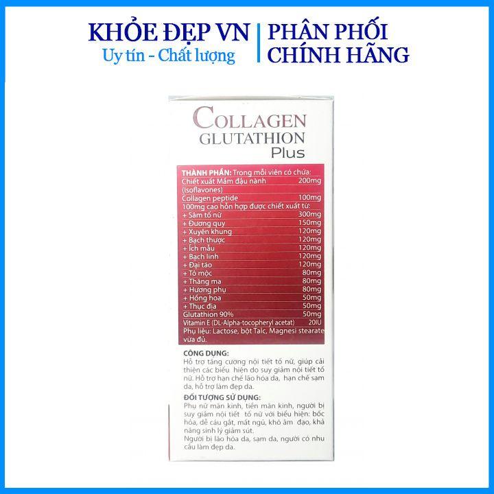 Viên uống đẹp da Collagen Glutathion Plus giúp tăng cường nội tiết tố, hết nám, sạm da, đẹp da – Hộp 30 viên