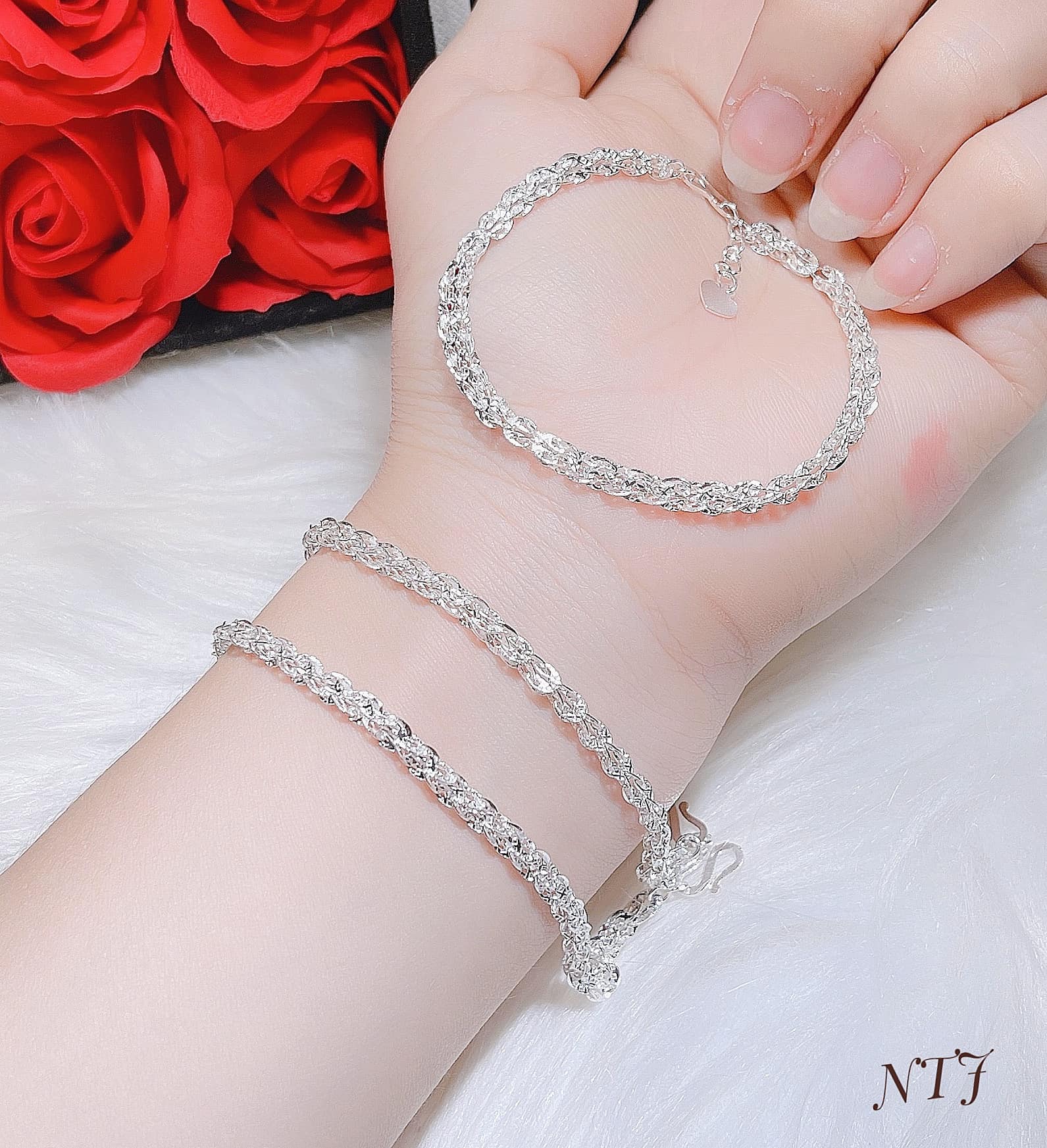 Lắc tay nữ bạc ta kiểu đuôi công xinh xắn MS075 phụ kiện trang sức vàng bạc an chi