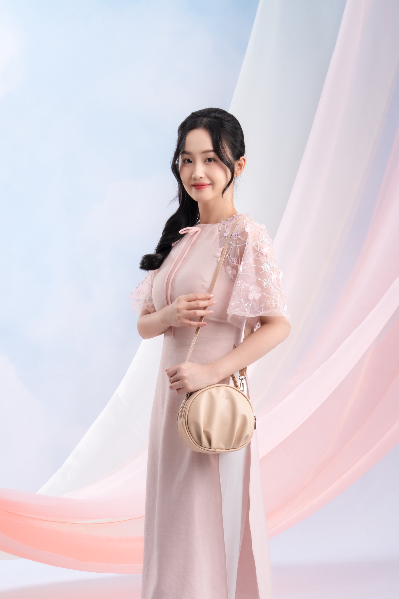 Túi Yuumy ( Thời trang nữ thiết kế nhún dáng tròn size 19 - Túi đeo chéo da Seasand YN264 )