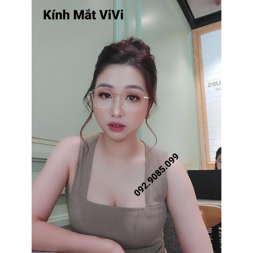 Gọng kính cận nam nữ dáng đa giác V9089 chất liệu nhựa cốt kim loại, nhận cắt cận viễn loạn Kính mắt ViVi