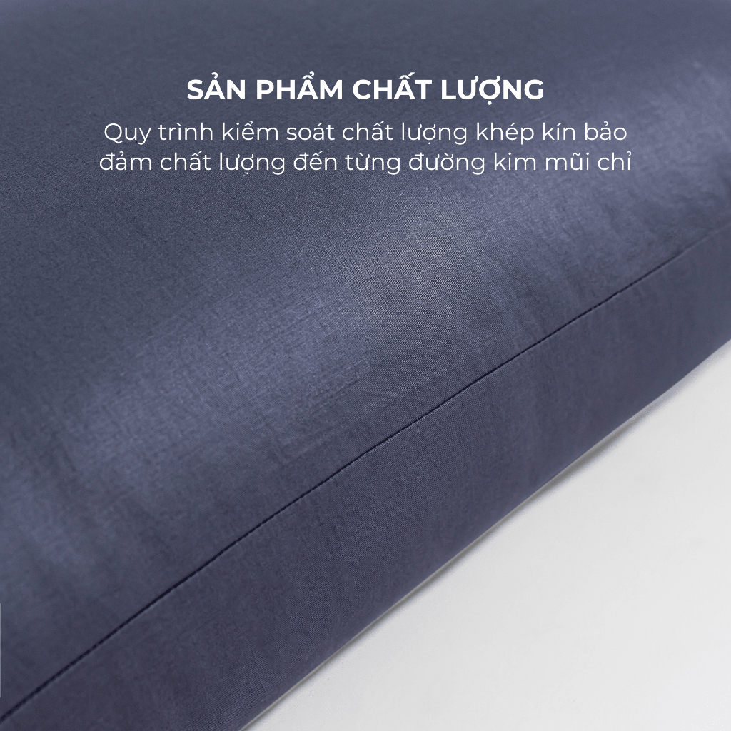 01 Vỏ Gối Nằm Gòn Bedding Cotton 100% Hàn Quốc Màu Trơn 50x70 cm