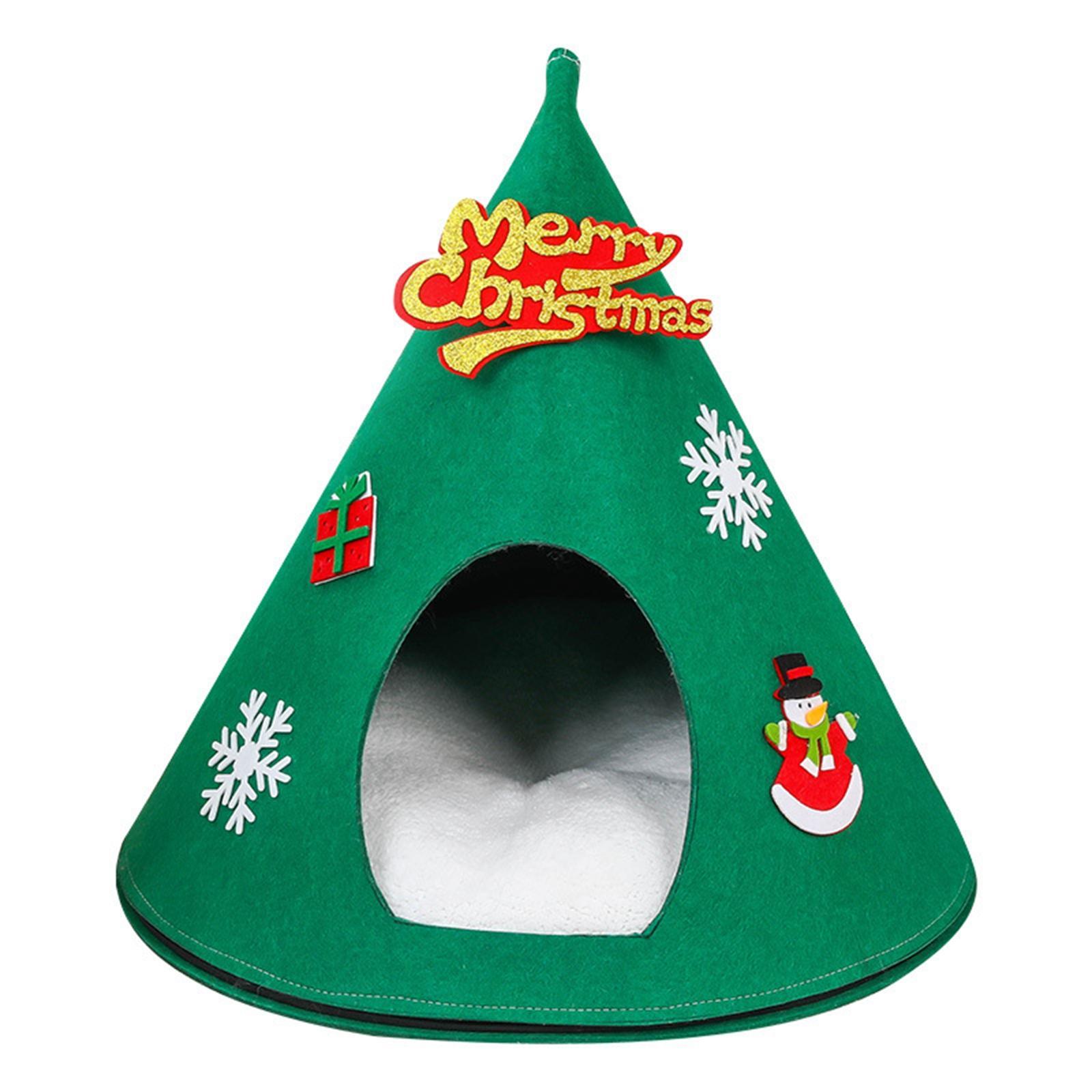 Christmas Cat Sleeping Bed Cat Mat Kitten Cave Bed Kennel Cat House Pet Bed