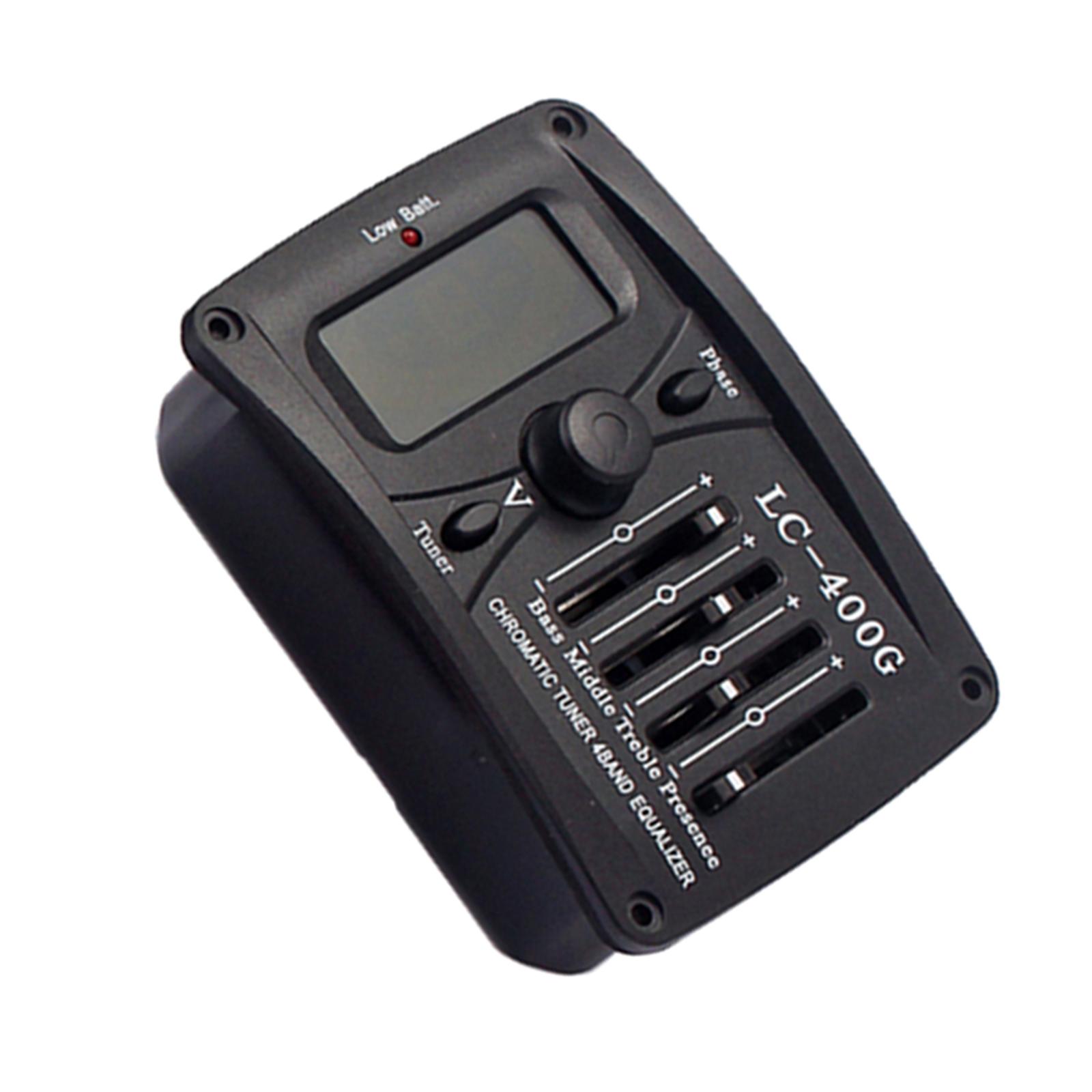 4-Band EQ Equalizer Acoustic Guitar Preamp Piezo Pickup with LCD Tuner Accs