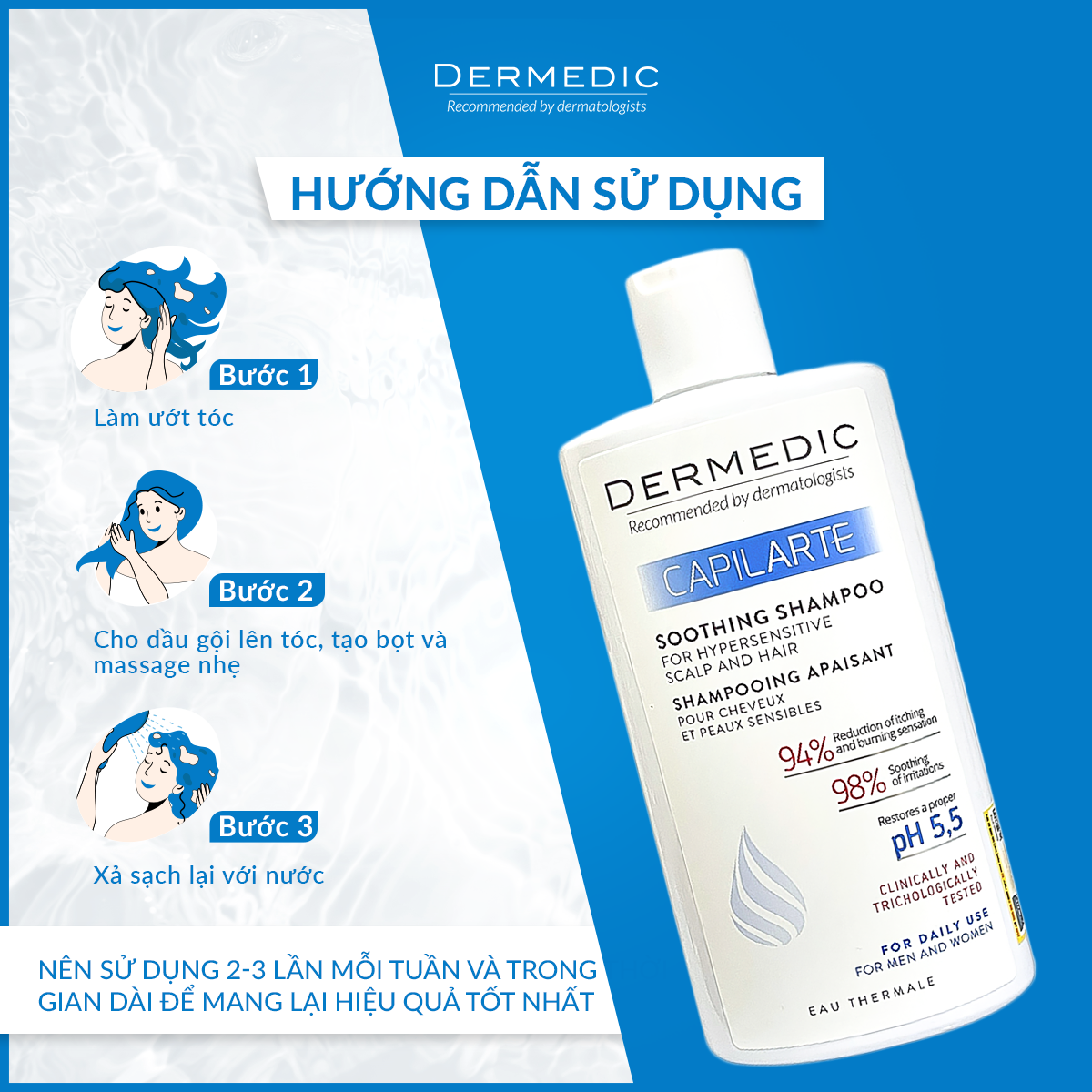 Dầu gội ngăn rụng tóc cho da đầu nhạy cảm Dermedic Capilarte Shoothing Shampoo For Hypersensitive Scalp And Hair 300ml