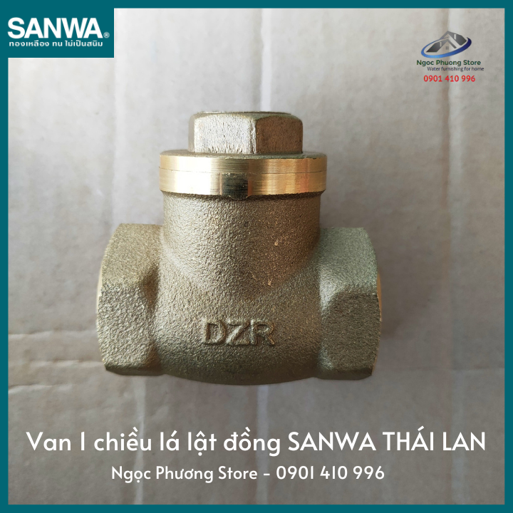 [SANWA THÁI LAN] Van 1 chiều lá lật thân đồng Sanwa nhập khẩu Phi 21mm, Phi 27mm, Phi 34mm