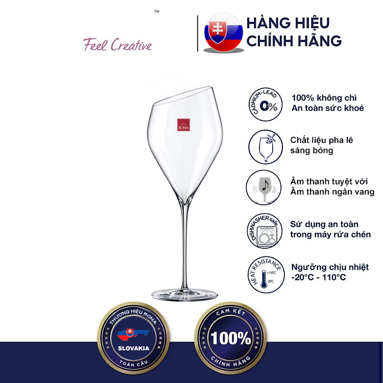Ly Rượu Vang Đỏ Pha Lê 700ml Mài Vát Rona Handmade