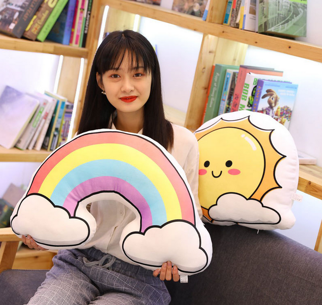Hot Mới Đáng Yêu Sang Trọng Mặt Trời Gối Ngủ Cầu Vồng Mặt Trăng Đệm Cũi Trang Trí, Chất Liệu Mềm Mại, Quà Tặng Sinh Nhật Cho Trẻ Em Quà Giáng Sinh đồ Chơi