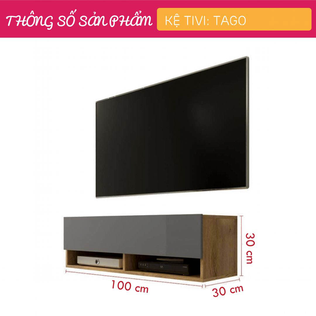 Kệ tivi gỗ hiện đại SMLIFE Tago | Gỗ MDF dày 17mm chống ẩm | D100xR30xC30cm