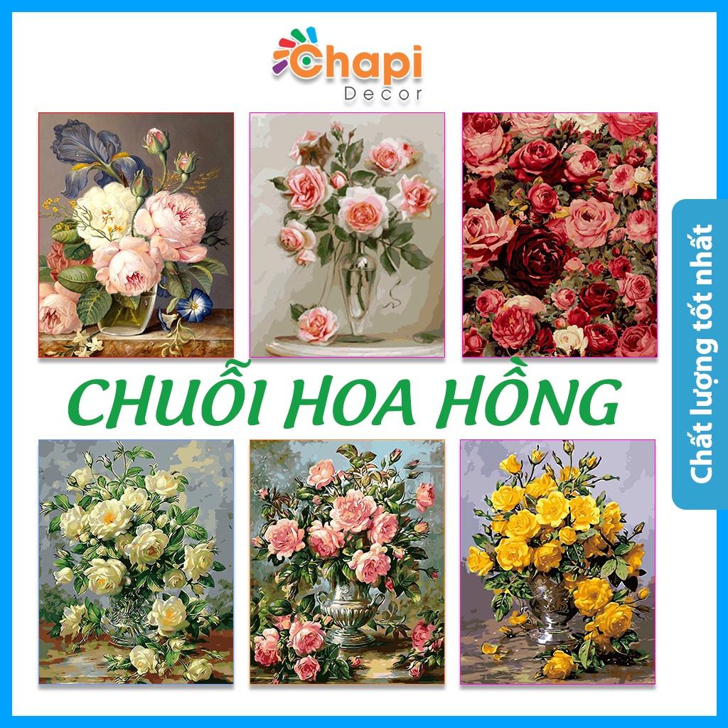 Tranh tô màu số hóa Chapi Hoa Hồng Hot Trend KT 40x50cm đã căng khung, Có dầu bóng | Chapi Decor