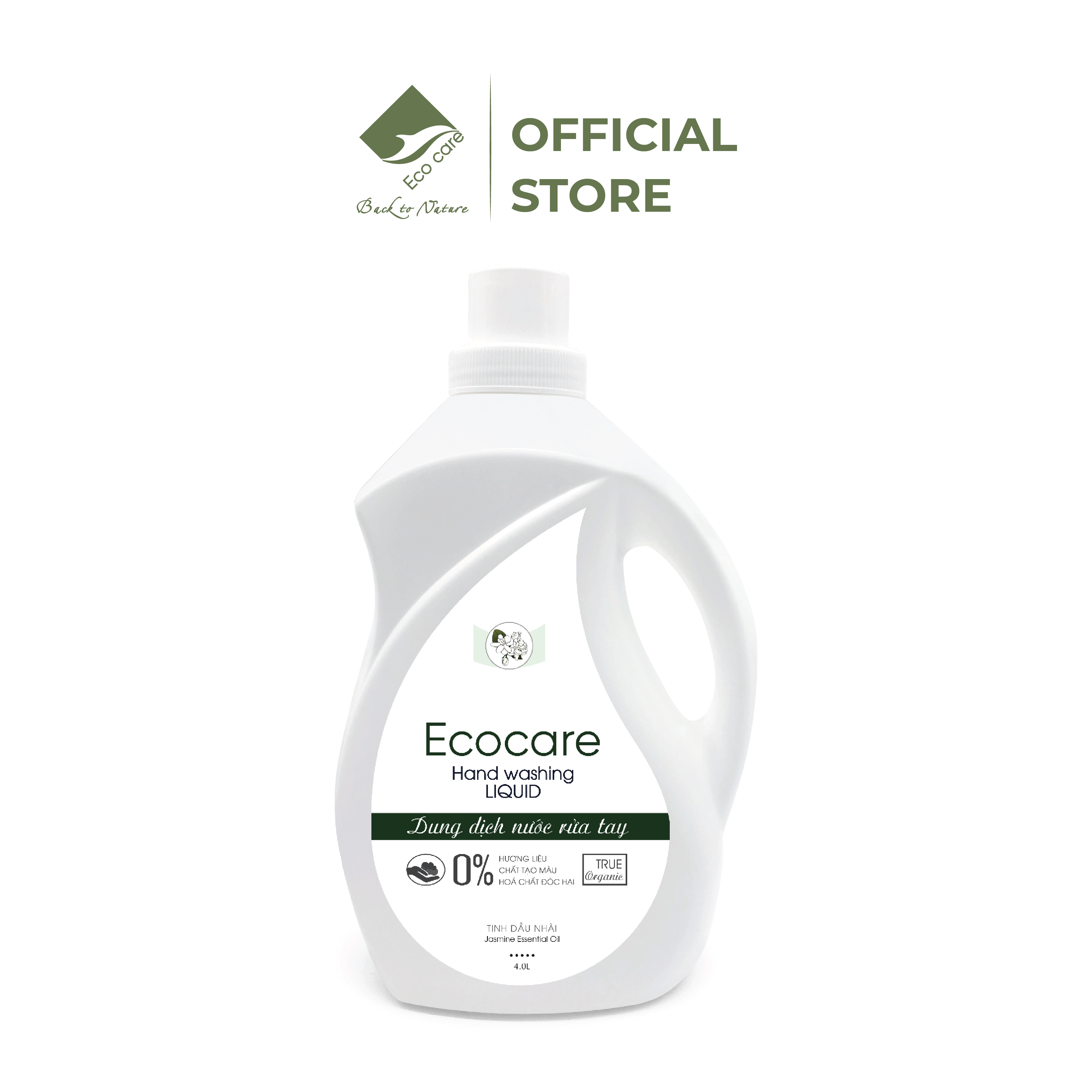 Nước rửa tay hữu cơ diệt khuẩn dạng bọt hương Nhài 4000ml thương hiệu Ecocare ( tặng kèm vỏ tạo bọt)