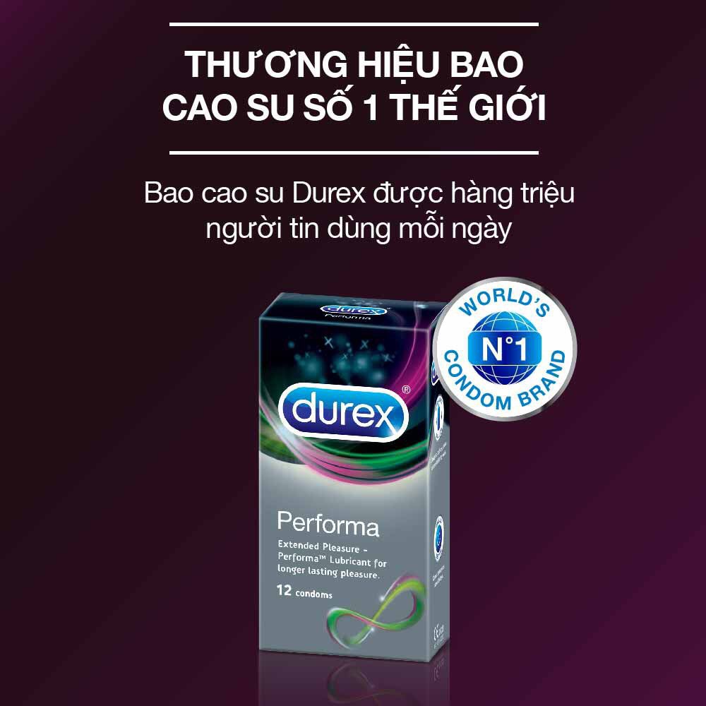 Bộ sản phẩm DUREX gồm Bao cao su Durex Performa 12 bao / hộp + Gel bôi trơn Durex Play Strawberry 100ml / chai + Tặng 1 Bao cao su INNOVA Siêu gai