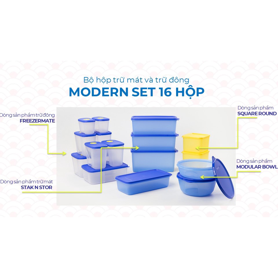 Bộ Hộp Trữ Mát & Trữ Đông Modern 16, bảo quản thực phẩm lâu, tiết kiệm tiền bạc