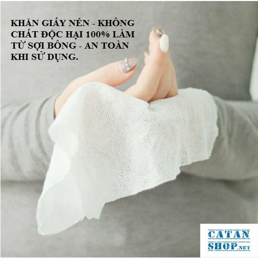 Combo 10 viên khăn giấy nén hình viên kẹo bỏ túi khi đi du lịch, Khăn lau mặt dạng nén dùng một lần chất liệu tự nhiên