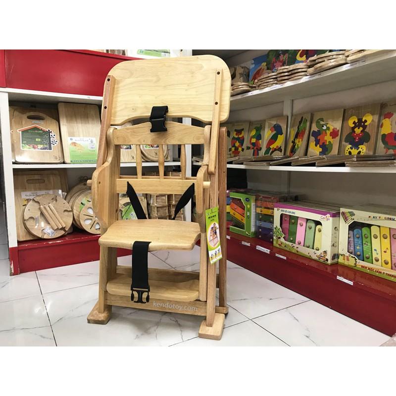 Ghế ăn bột cao cấp cho bé bằng gỗ tự nhiên có đai an toàn và tăng giảm chiều cao dễ dàng 3 nấc  | Ghế ăn chịu lực cao