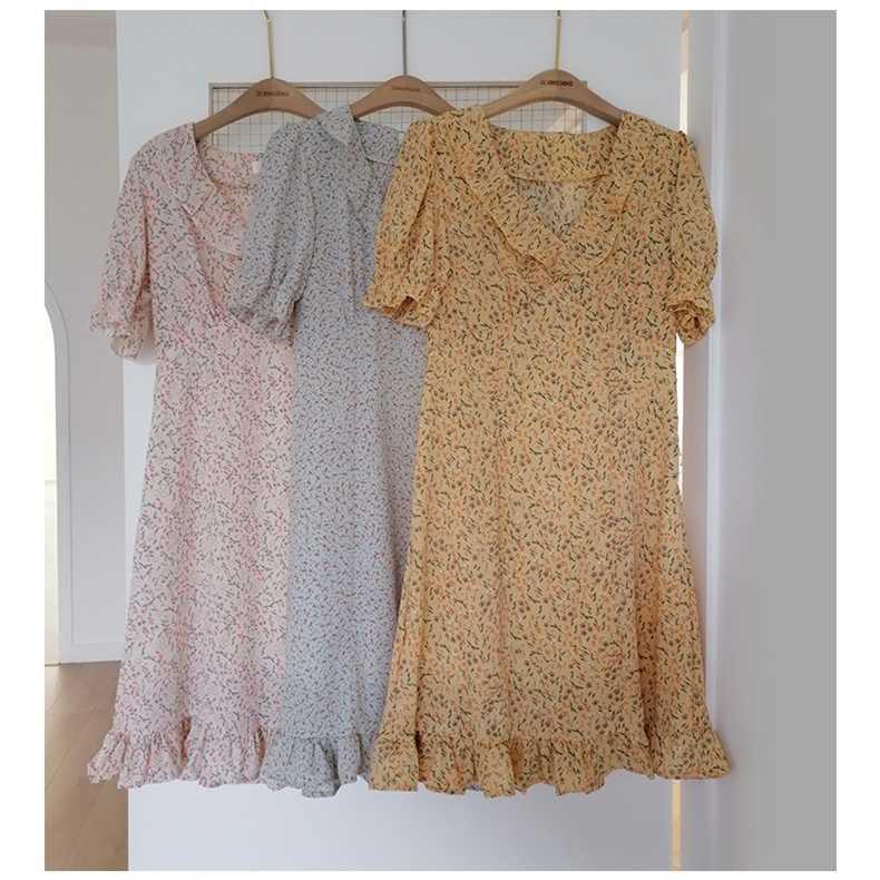 Đầm Hoa Nhí Cổ Tim Vintage SP028580 - SP028583 (hình thật