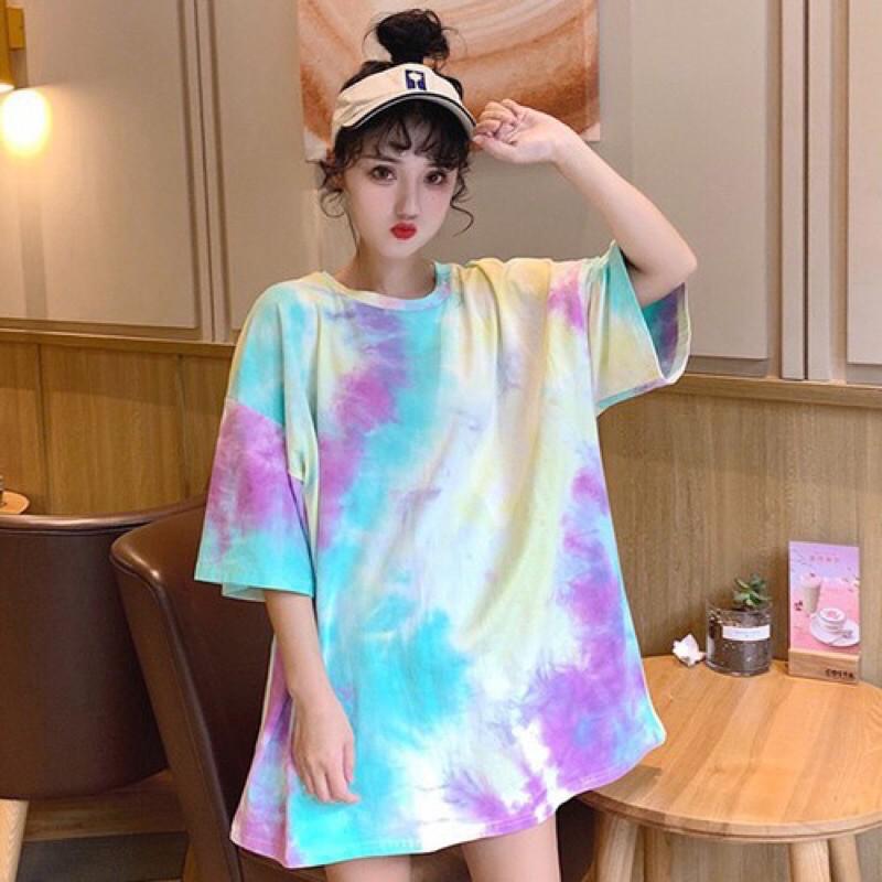 Áo thun nữ nam loang màu