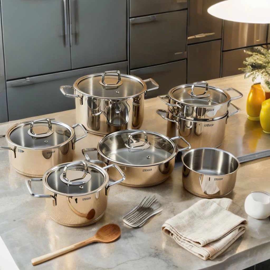 Bộ Nồi Steiger Element - Set 5 Món Đáy Liền Hàng chính hãng