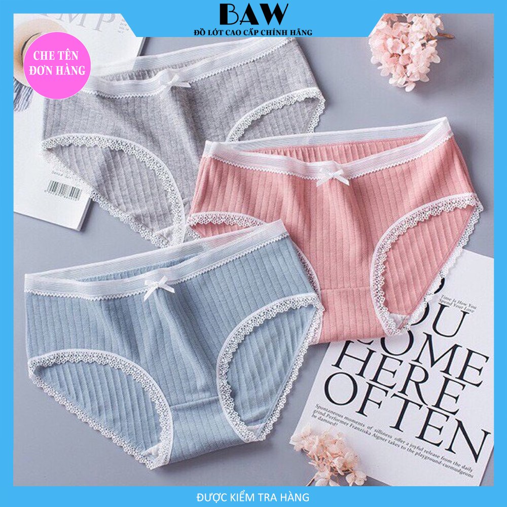 Bộ 5 Quần Lót Nữ Cotton găn tăm thương hiệu BAW thấm hút tốt mẫu QLN29