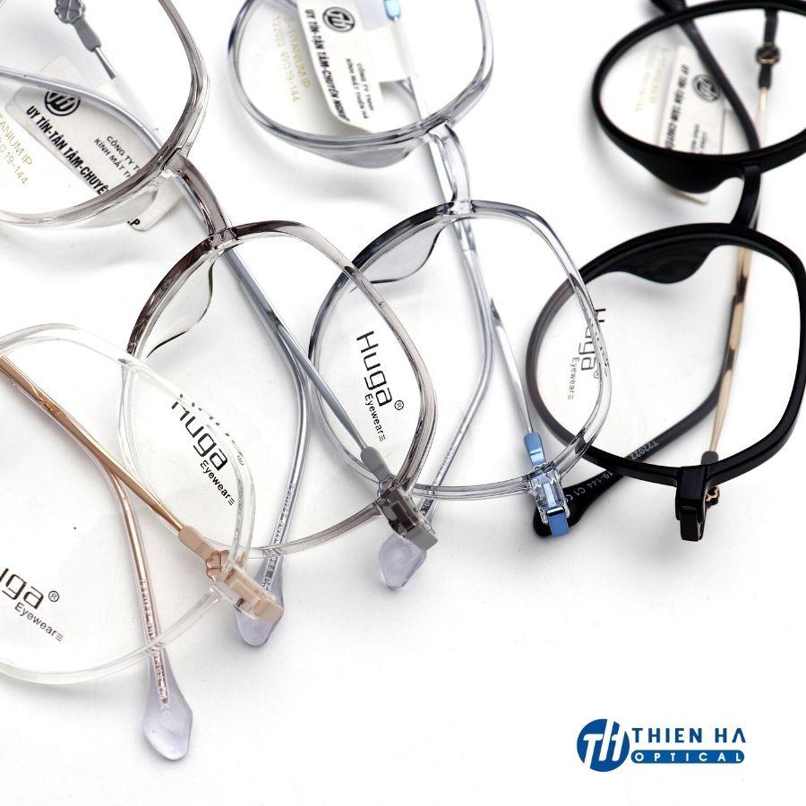 Gọng kính nữ THIÊN HÀ OPTICAL dáng đa giác, chất liệu titanium dẻo nhẹ độ đàn hồi cao màu trẻ chi tiết lạ T22022